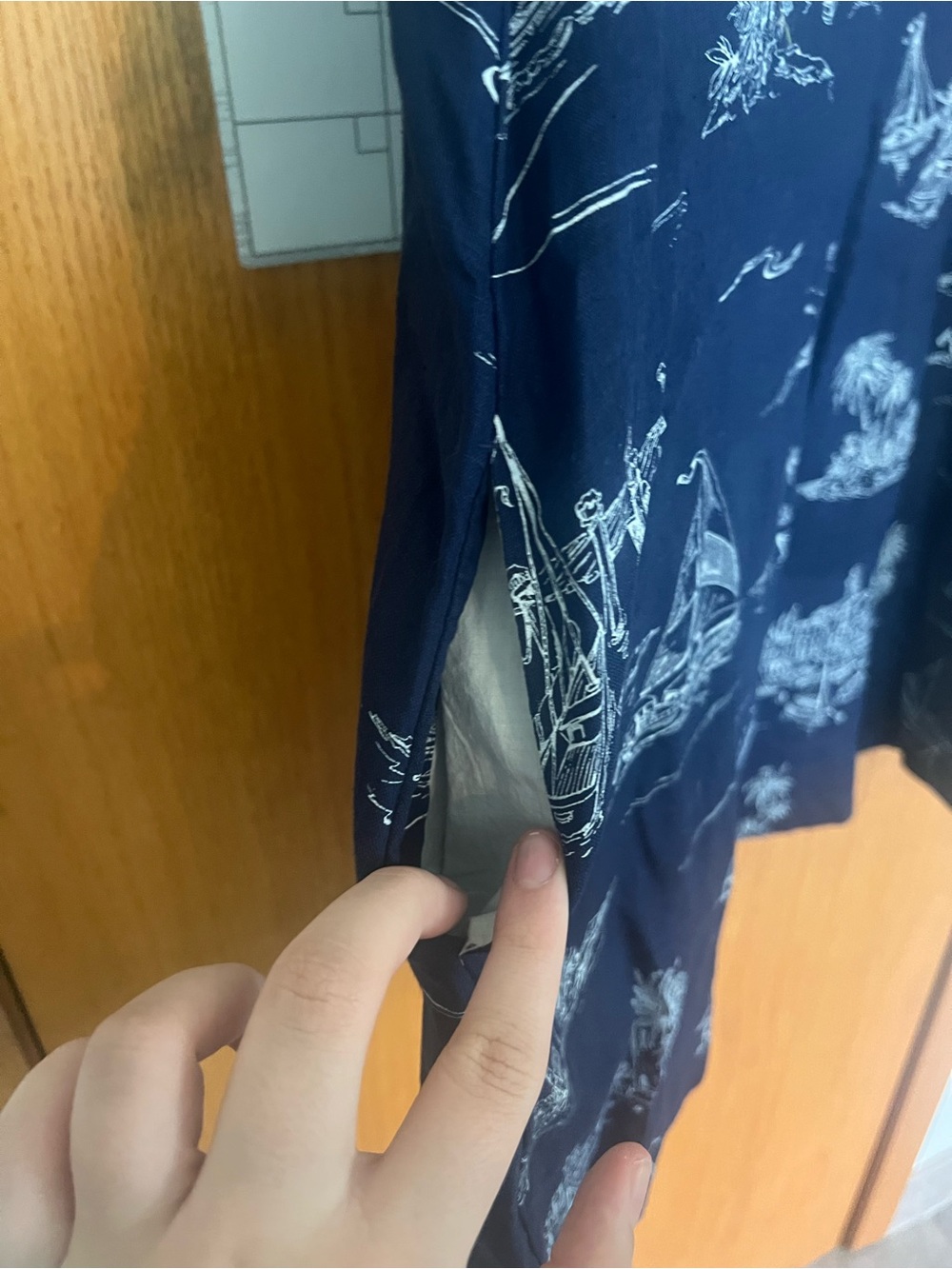 Cynthia Rowley Navy and White Linen Sailboat Print Dress - Picture 2 of 4